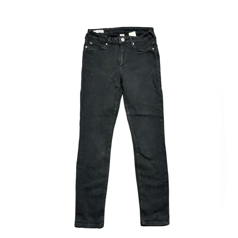 True Religion Halle Mid Rise Super Skinny Jeans Womens Size 27 Black Stretch